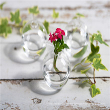 Brote de vidrio de vidrio transparente un jarrón unido para flores cortas